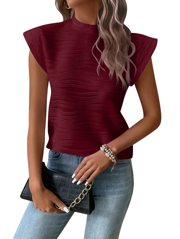 Women Elegant Top with Pleated Design and Shoulder Pads Lune London