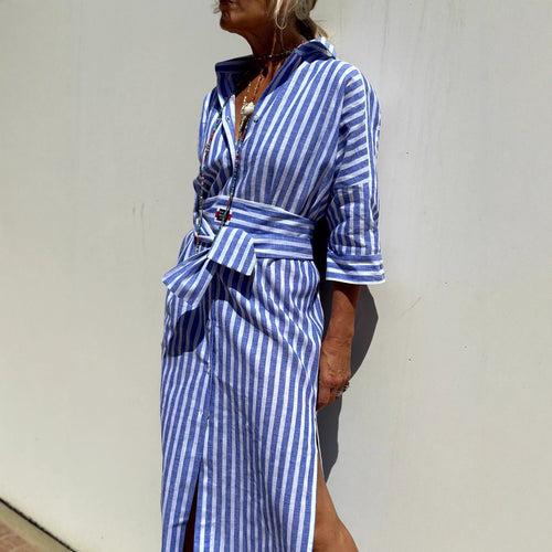 Shirt dress for women with a modern lacing design and side slits Amarae
