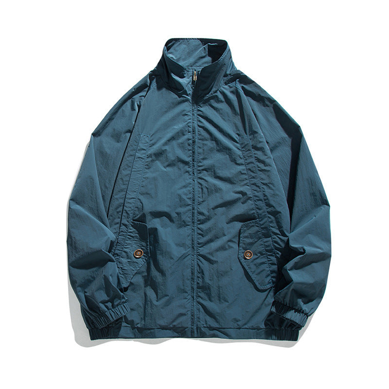 Men's Lightweight Oversized Field Jacket made of technical nylon with stand-up collar, concealed zipper, and flap pockets Amarae