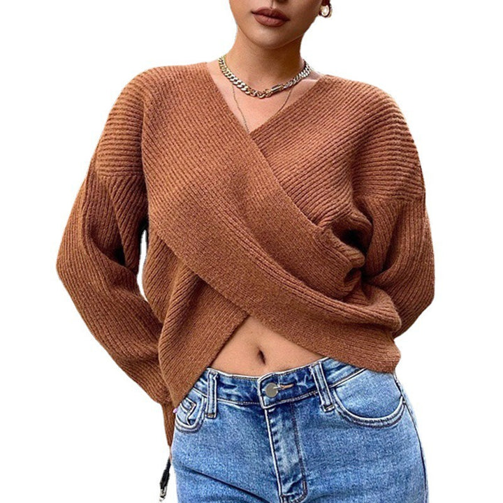 Knotted pullover for women with a textured knit design and wide sleeves Lune London