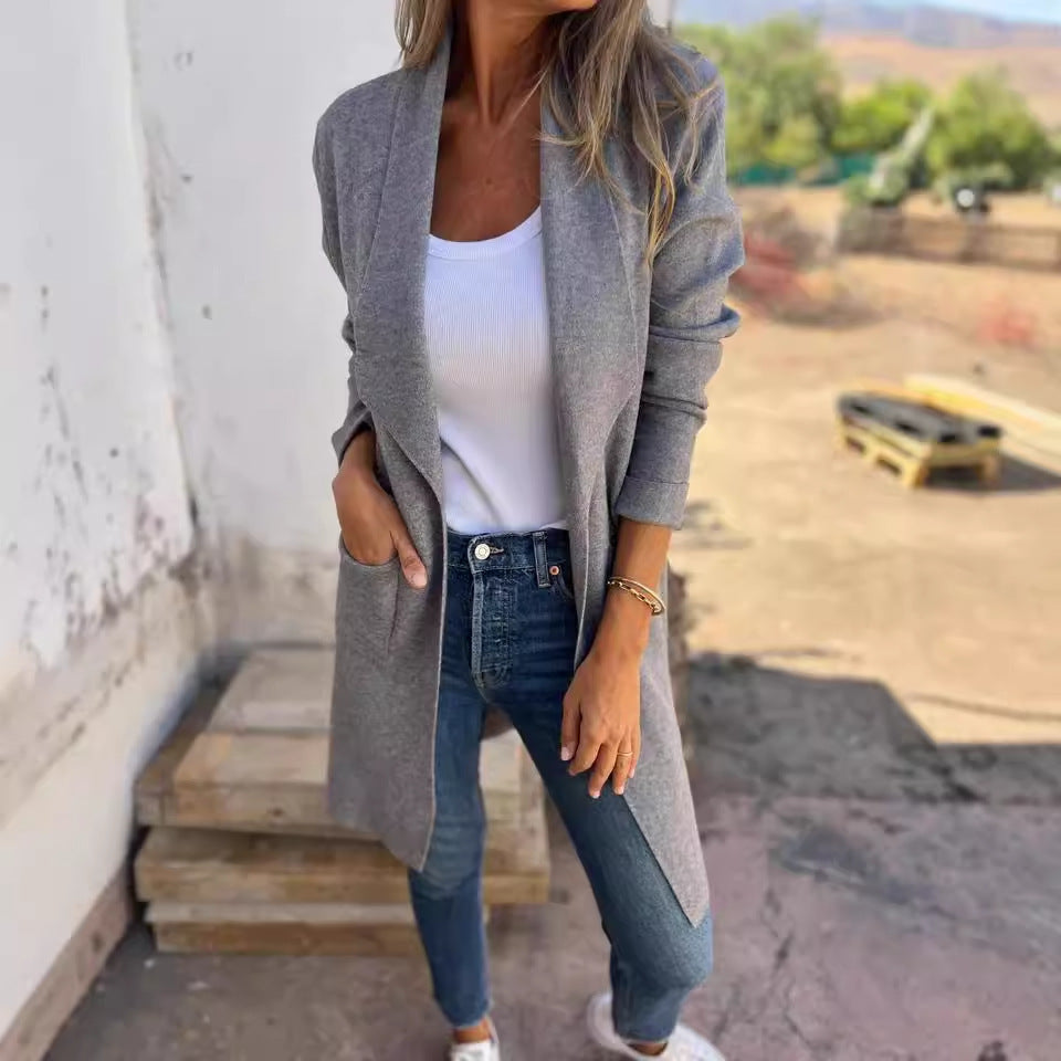 Ladies oversized wrap jacket with structured design and elegant details Lune London