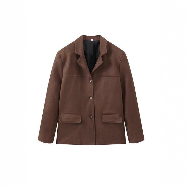 Lune London faux leather elegant jacket for women with patch pockets