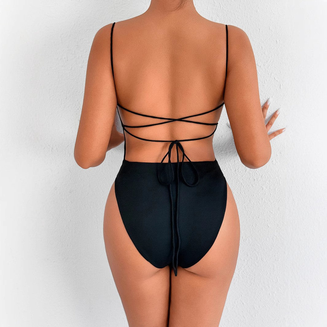 Women's High-Cut Swim Outfit with Slim Straps Lune London