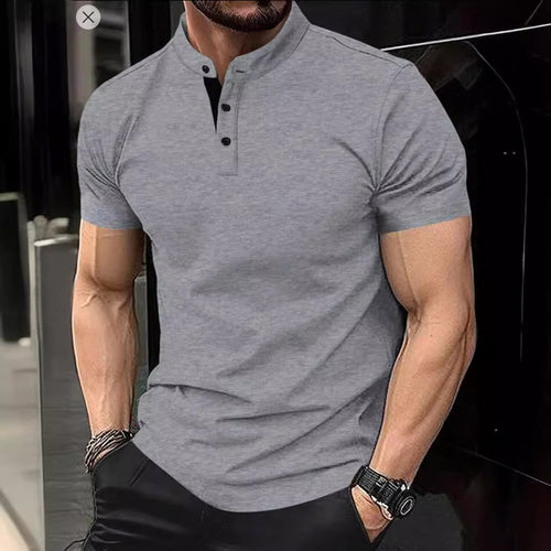 Men's polo shirt with modern stand-up collar and contrasting buttons Amarae