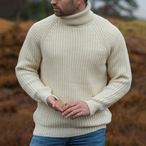 Men's chunky knit sweater with foldable turtleneck Amarae