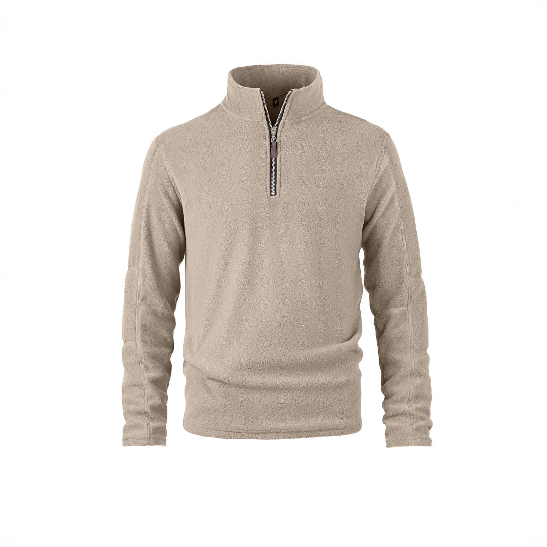 Fleece pullover for men with a high collar and practical zip details Lune London