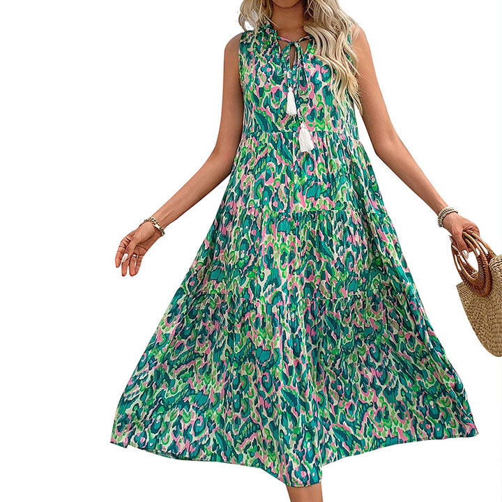 Bohemian Women Layered Maxi Dress with Decorative Fringe Lune London