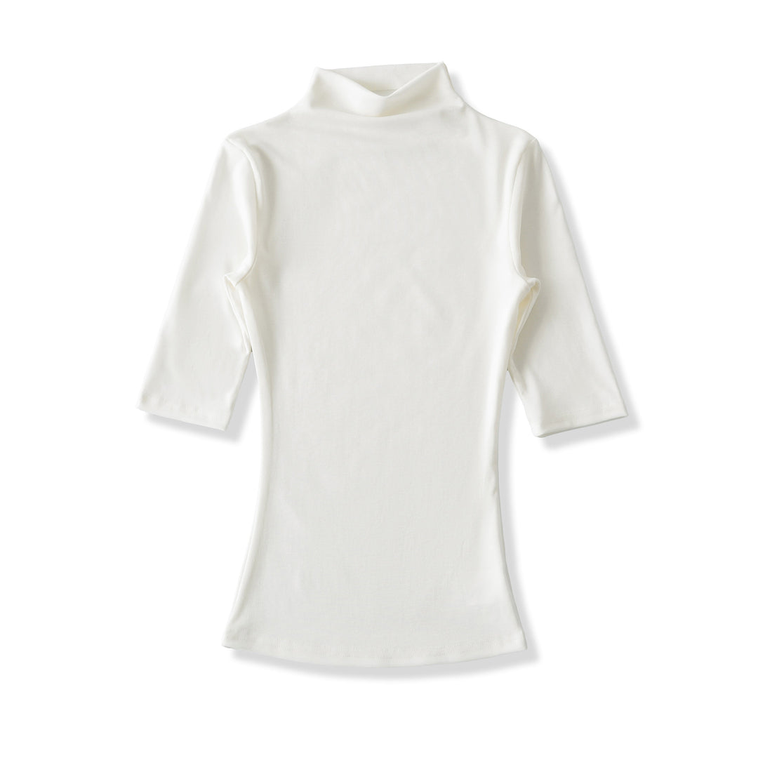 Women's Fitted Stand Collar Shirt with Half-Length Sleeves Amarae