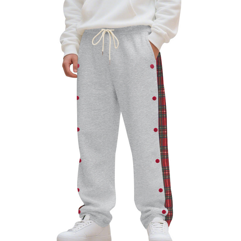 Elegant sport pants for men with side check pattern and snap button details Lune London