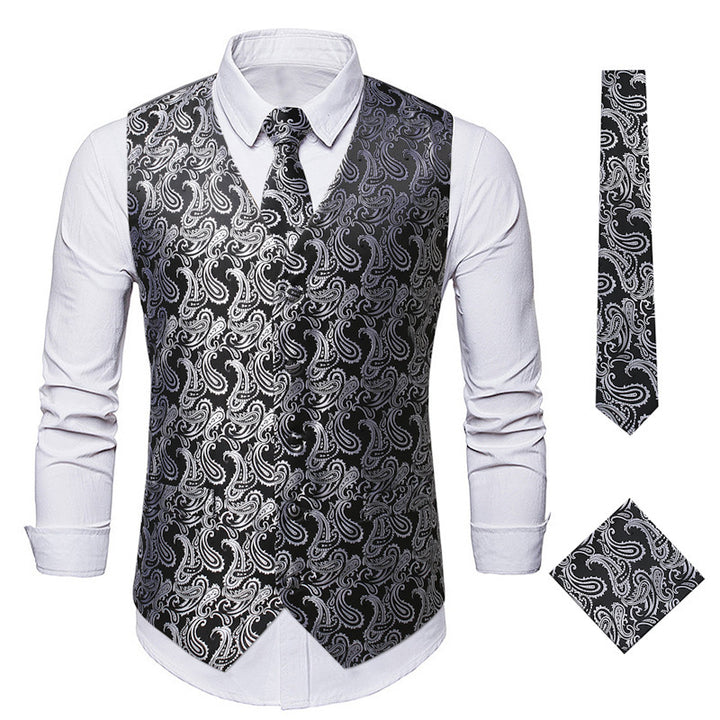 Elegant waistcoat for men with a stylish paisley pattern and matching accessories Lune London