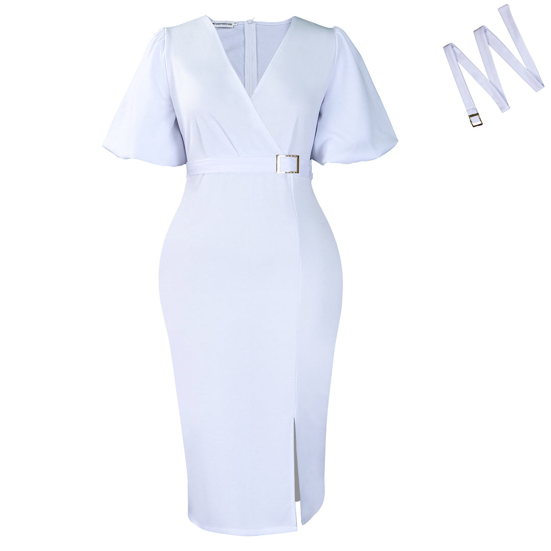 Wrap dress for women with elegant buckle accentuated Lune London