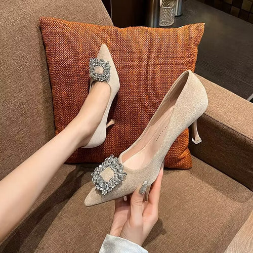 Elegant women's heels with sparkling rhinestone inlays and modern design Amarae