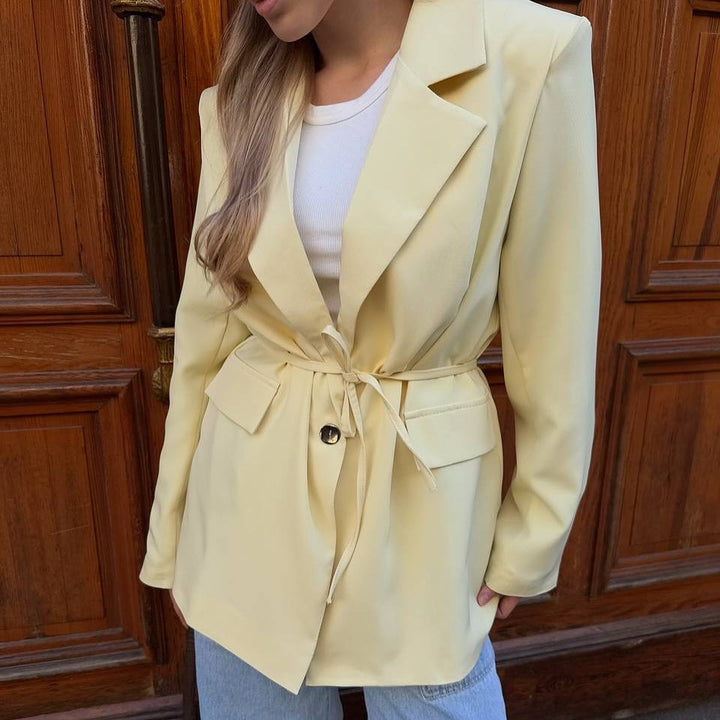 Veste blazer surdimensionnée à la mode pour femmes avec ceinture à la taille Chic & Stil