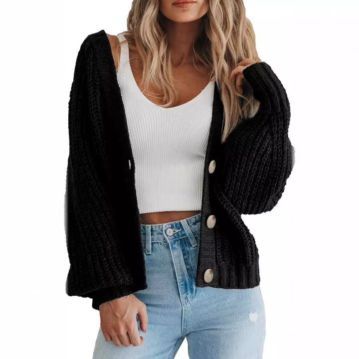 Women Oversized Knit Cardigan with Chic Button Detail and Style