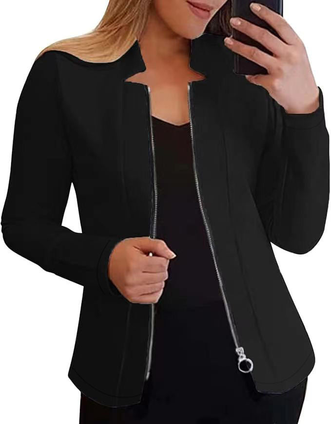 Veste élégante pour femmes avec fermeture éclair intégrale et coupe slim Lune London