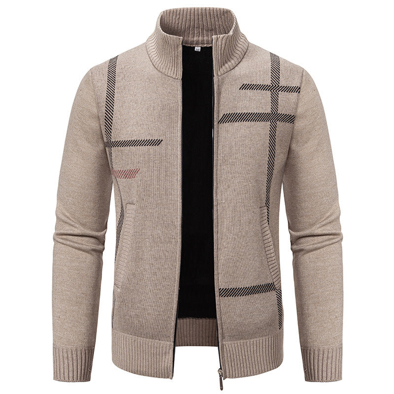 Men's knit jacket with graphic patterns and high collar Lune London
