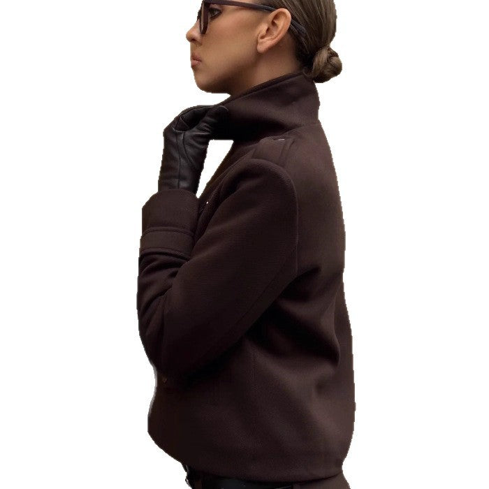 Fashionable cropped women's jacket in minimalist style with pockets Amarae
