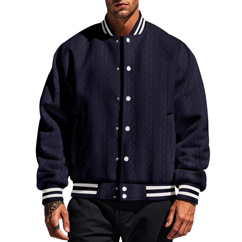 Urban university jacket for men with structured knit design Lune London