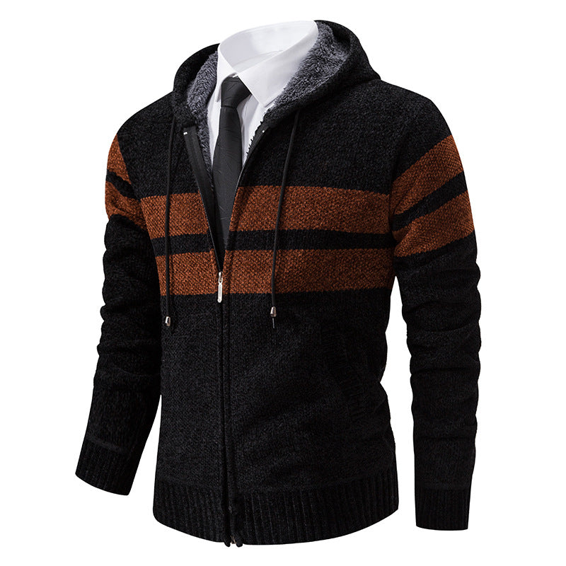 Hooded sweatshirt for men with modern zipper and practical fleece lining Lune London