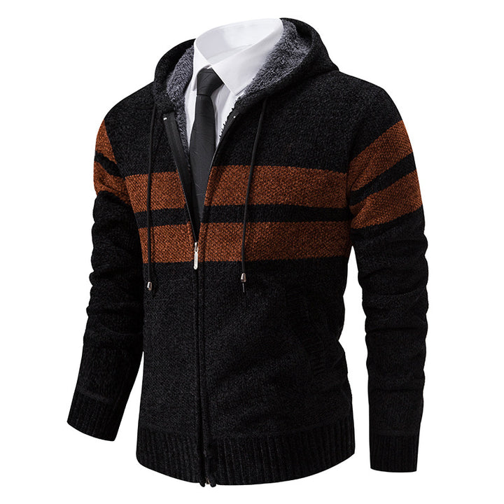 Hooded sweatshirt for men with modern zipper and practical fleece lining Lune London