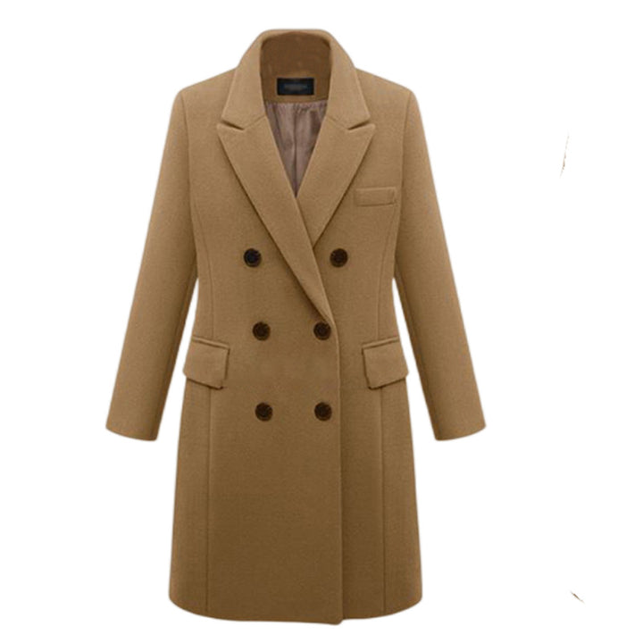 Elegant wool coat for women with double-breasted buttons and pockets Amarae