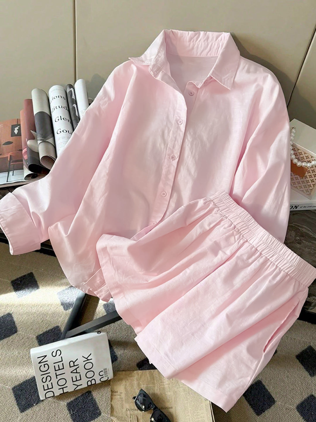Women's breathable cotton pajamas set with relaxed fit Lune London