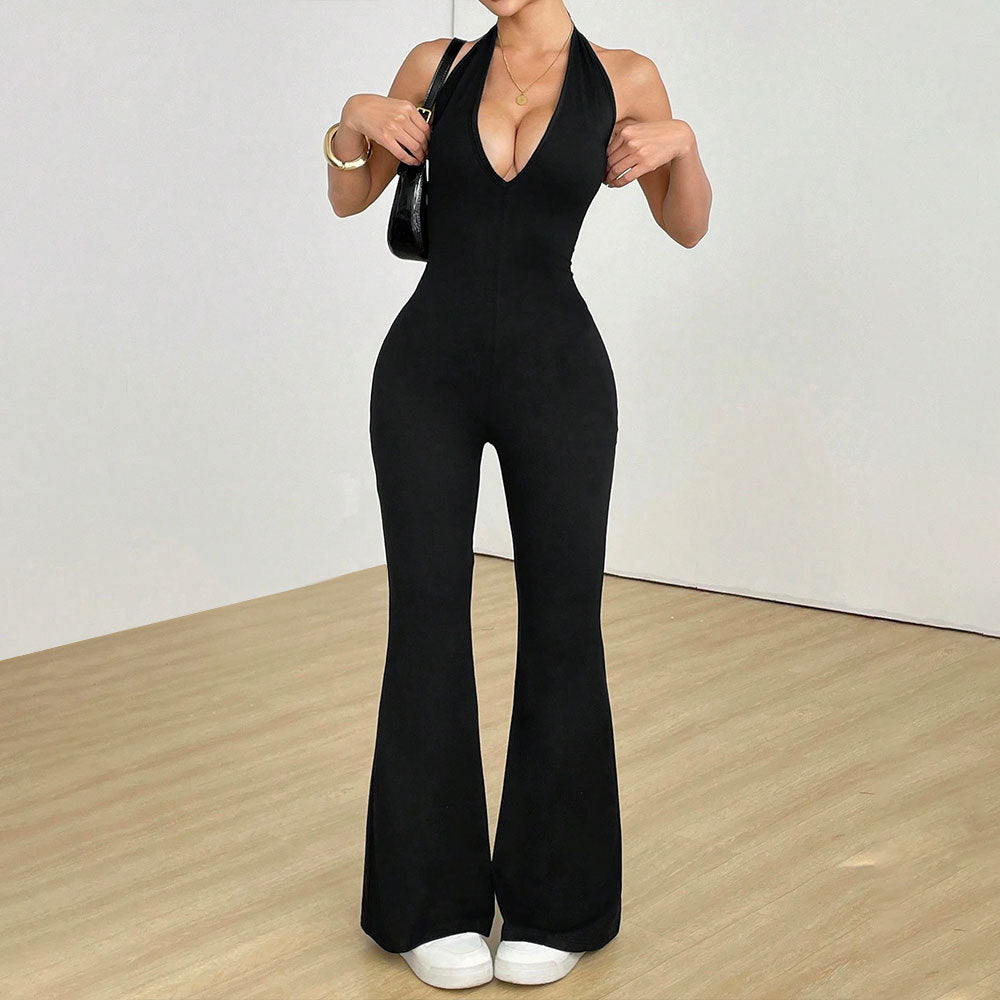 Combinaison pour femme avec décolleté en V profond et jambe large Chic & Stil