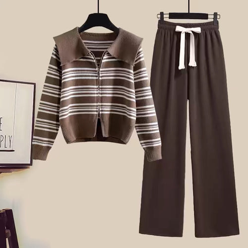 Women's knitted jacket with zipper and wide pants Amarae