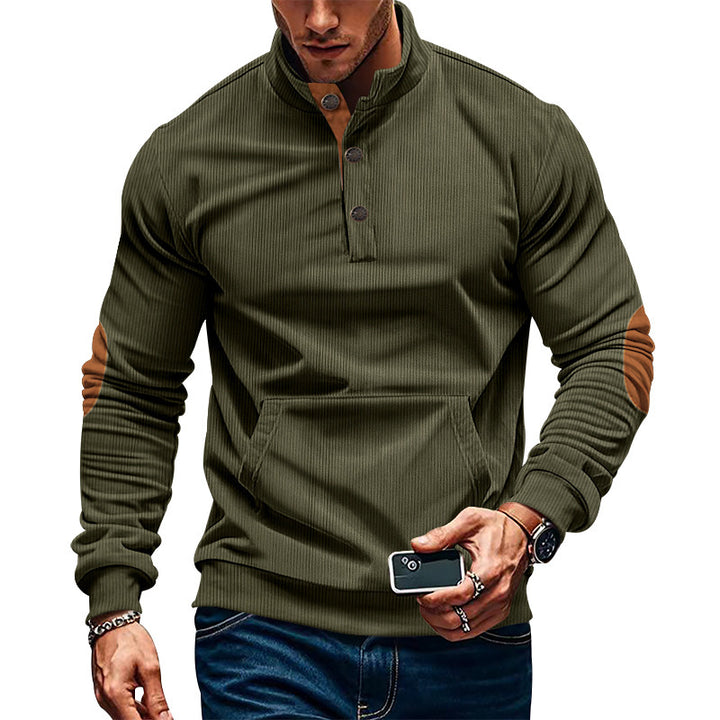 Casual men's sweater with button placket and textured surface Lune London