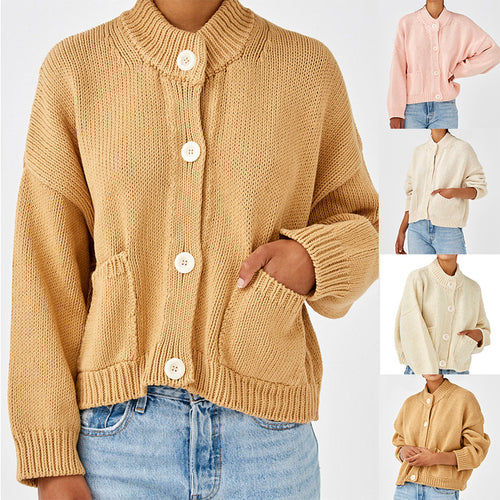Casual style knit jacket for women with button details Amarae