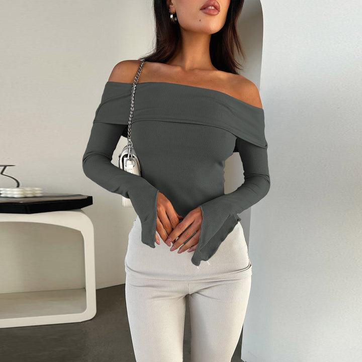 Women's Off-Shoulder Shirt with Elegant Trumpet Sleeves Lune London