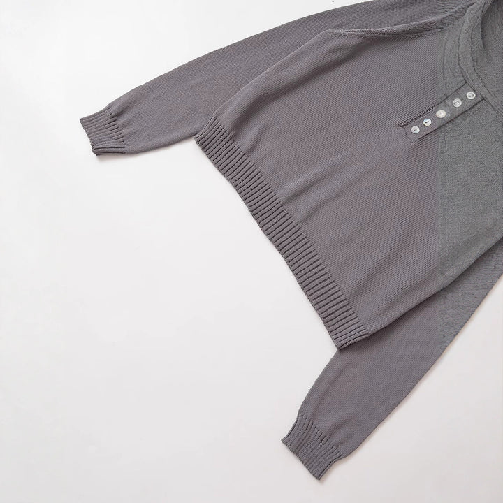Casual knit pullover for women with button details and a wide round neck Lune London