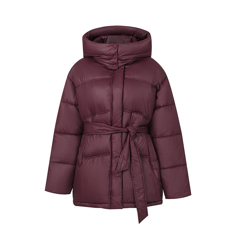 Ladies Stylish Padded Winter Coat with Belt and Hood Lune London