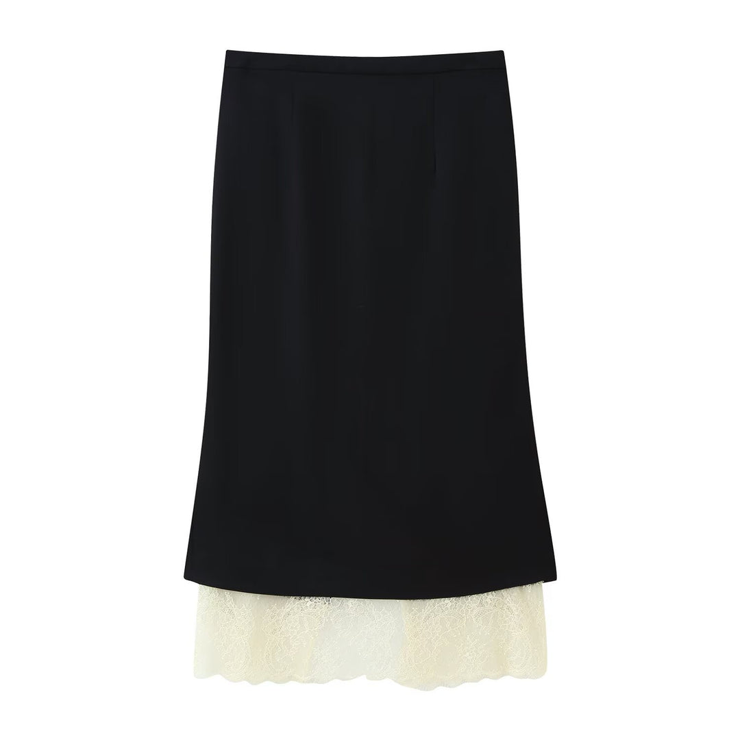 Women's Midi Skirt with Lace Trim and Delicate Underskirt Amarae