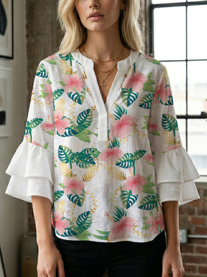 Women's blouse shirt with voluminous sleeves and floral pattern Lune London