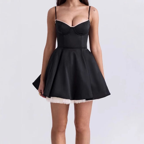 Leisure dress for women with a strapless design and a voluminous skirt Amarae