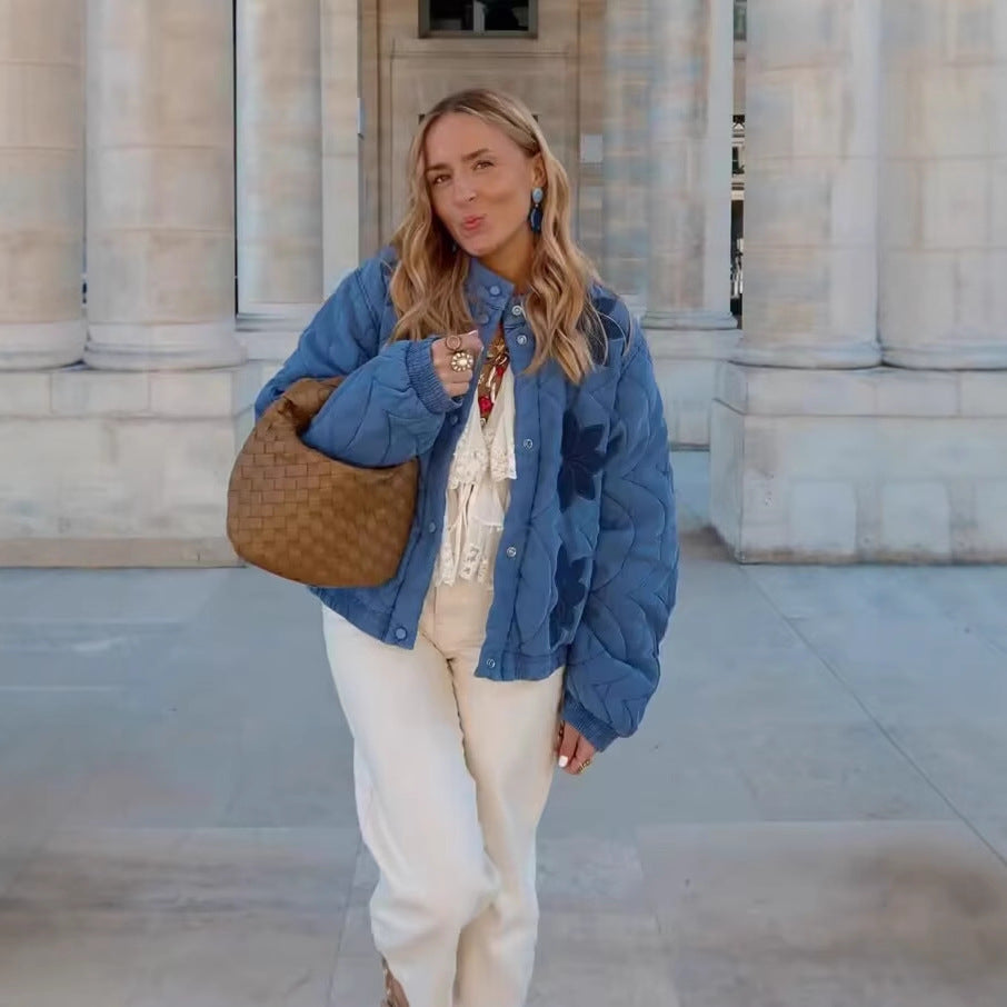 Quilted leisure jacket for women with floral design Amarae