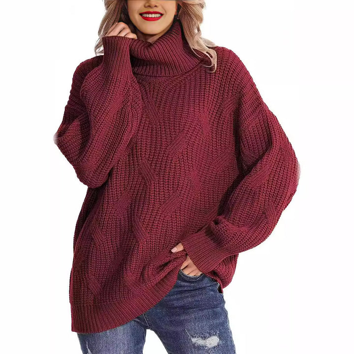 Oversized knitted sweater for women with high neck Lune London