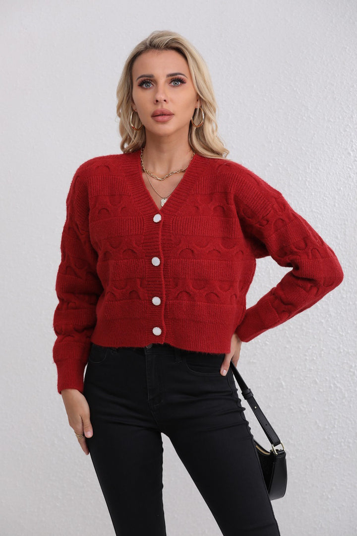 Cardigan en tricot épais pour femmes avec motif unique et coupe confortable Chic & Stil