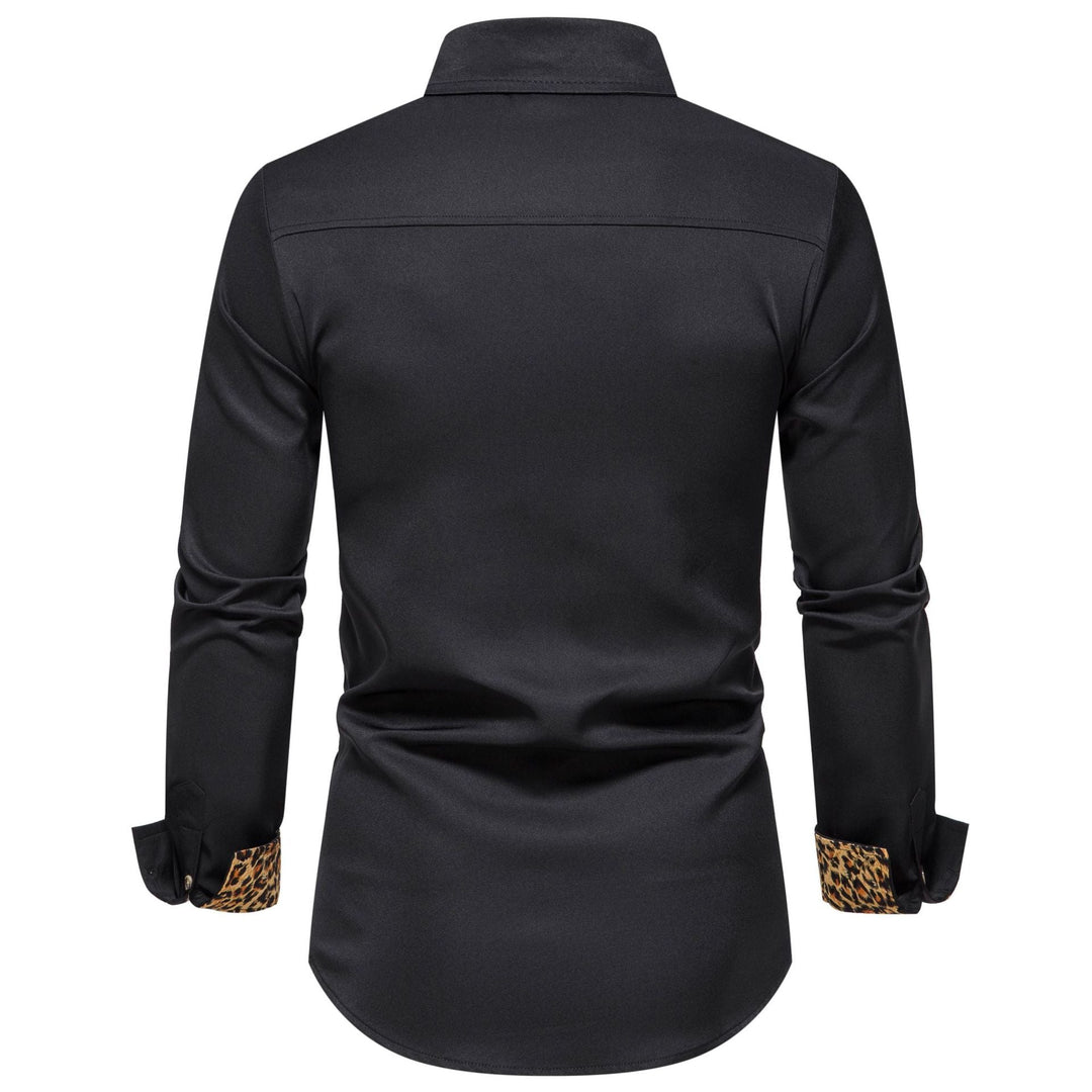 Men's Elegant Long-Sleeve Shirt with Leopard Print Amarae