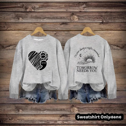 Sweatshirt femme avec impression inspirante et grand motif de coeur Chic & Stil