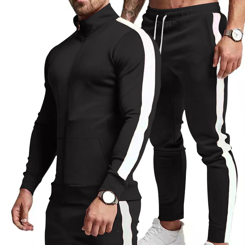 Men's sports tracksuit with high collar and side stripes Lune London
