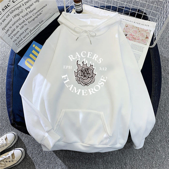 Women's hoodie with creative Flame Rose design Chic & Style