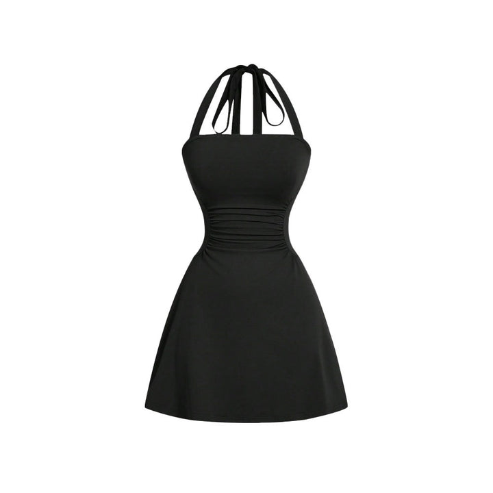 Robe halter pour femmes avec drapé flatteur pour la silhouette et design de laçage arrière élégant Chic & Stil