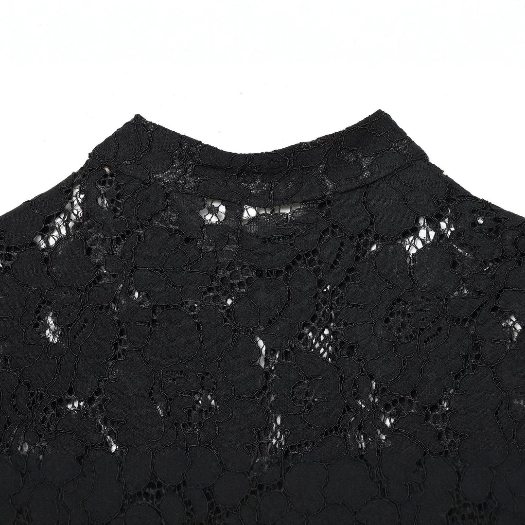 Women's lace jacket with mandarin collar and decorative frog closures Amarae
