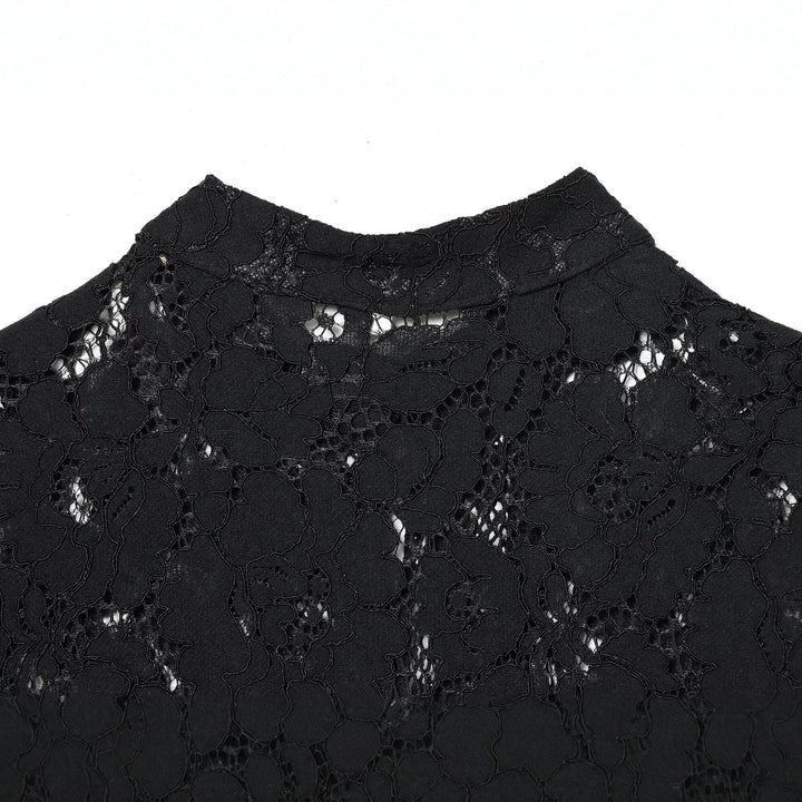 Women's lace jacket with mandarin collar and decorative frog closures Amarae
