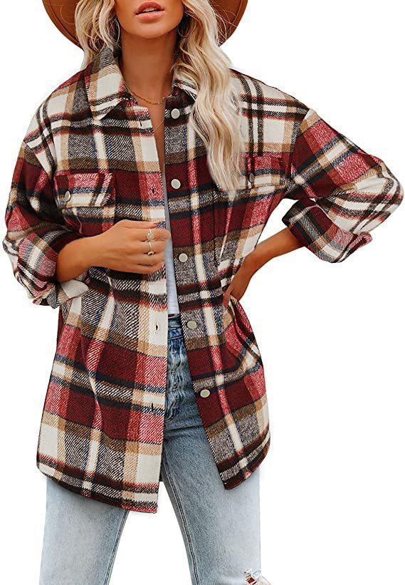 Casual plaid jacket for women with practical pockets and oversized fit Lune London