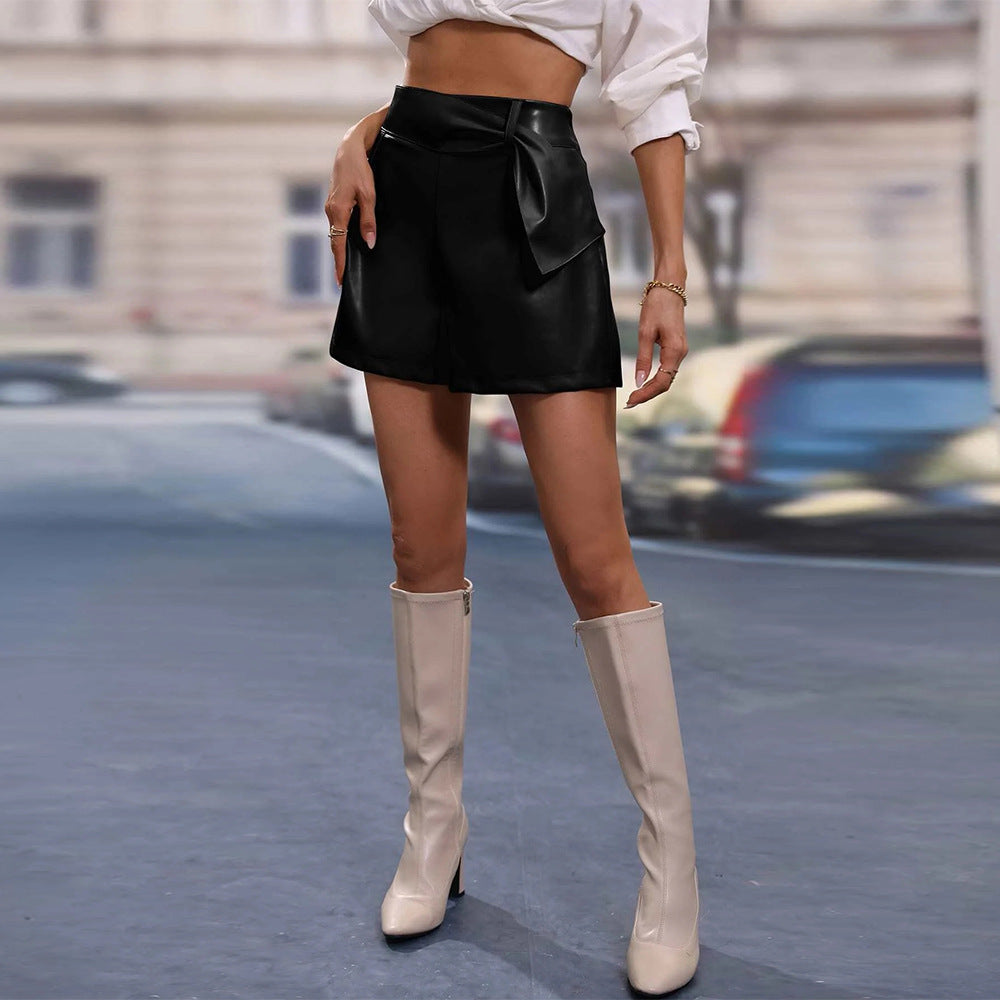 High waist mini skirt for women with bow detail Lune London