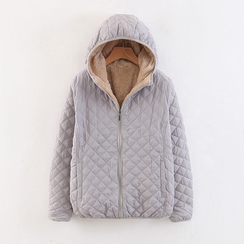 Ladies quilted winter coat with cozy lining and hood Lune London