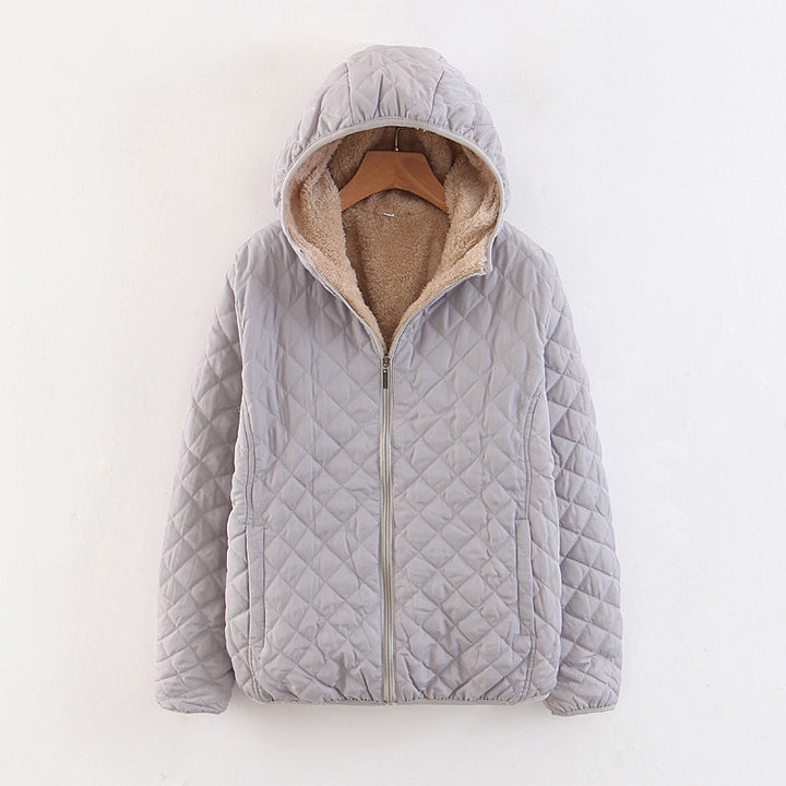 Ladies quilted winter coat with cozy lining and hood Lune London